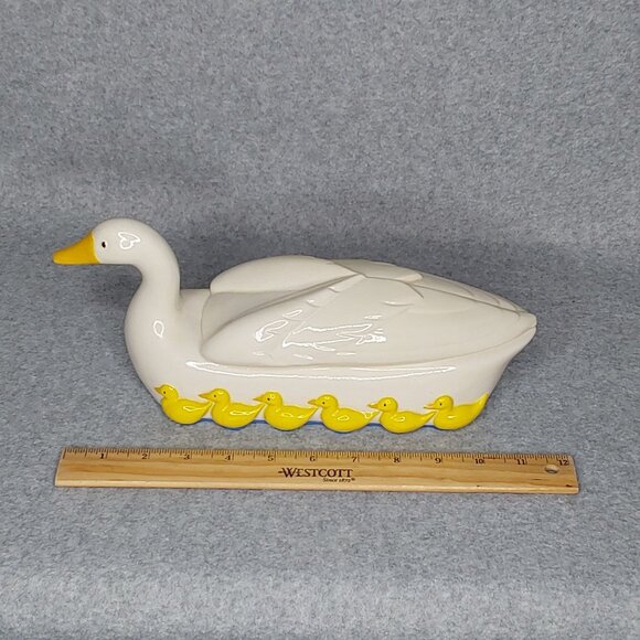 Vintage 1985 Ceramic Duck & Ducklings Candy Treat Dish with Lid Hand Painted - Picture 11 of 14